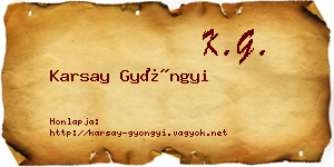 Karsay Gyöngyi névjegykártya